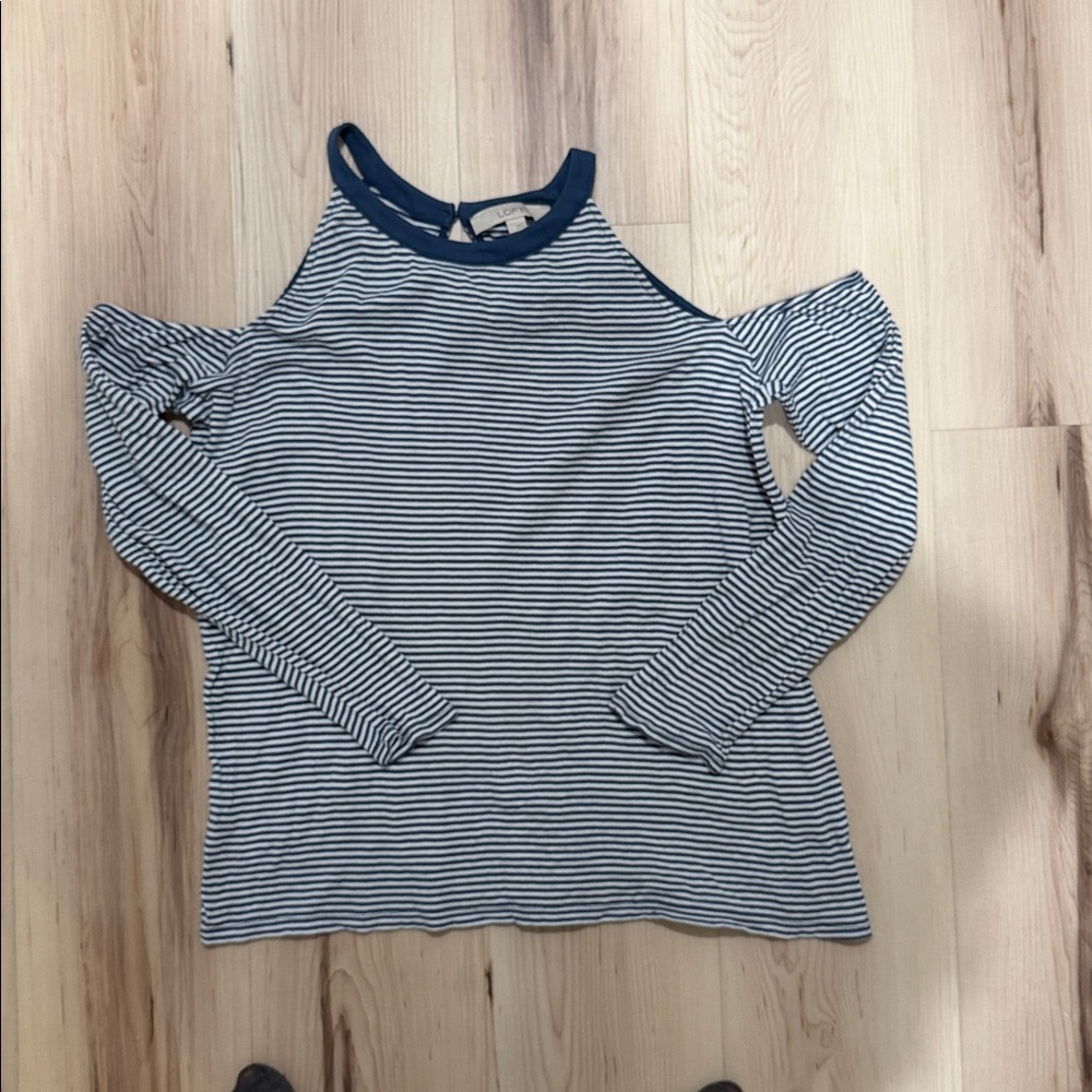 LOFT Striped Cold Shoulder Knit Top